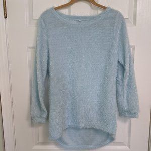 Light Blue Fuzzy Long Sleeve Sweater
